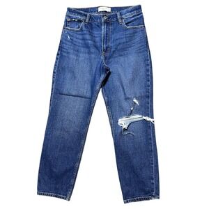 Abercrombie Fitch The Mom High Rise Distressed Blue Jeans Women Size 4s 27 SHORT